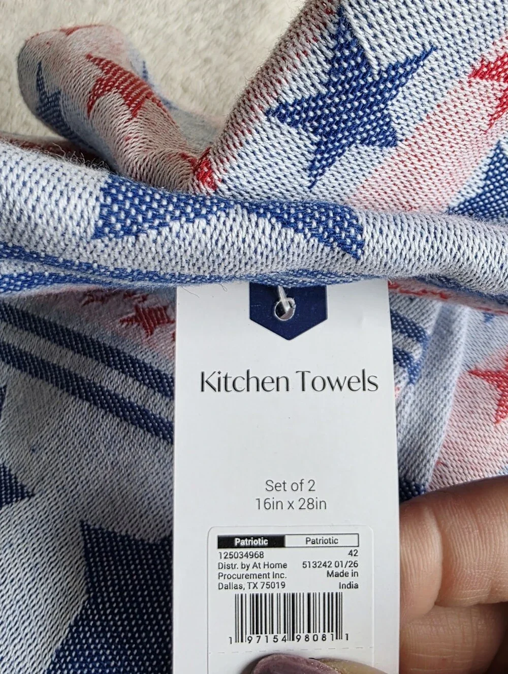 New Set of 2 Stars Jacquard Kitchen Towels 100% cotton, patriotic 4th of July